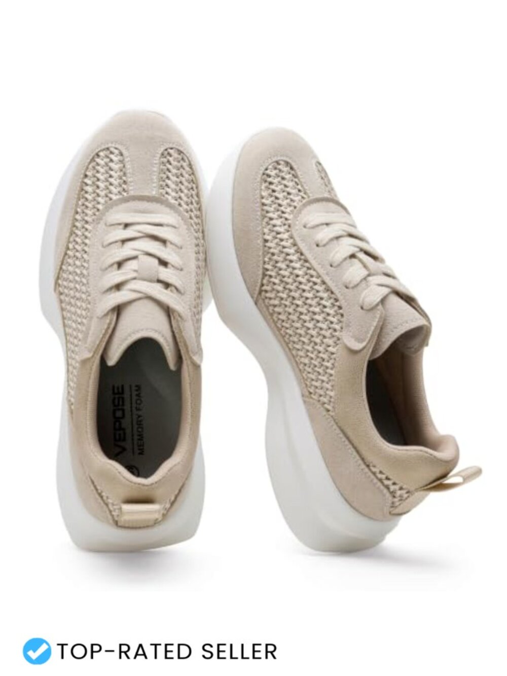 Retro Platform Sneakers Memory Foam Comfortable Walking Shoes